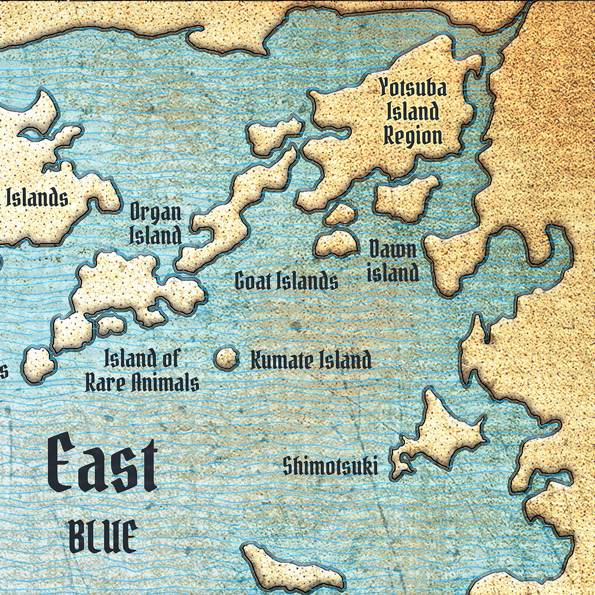 Anime One Piece World Map - Fanart Canvas Piece