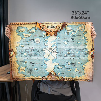 Anime One Piece World Map -  Fanart Canvas Piece