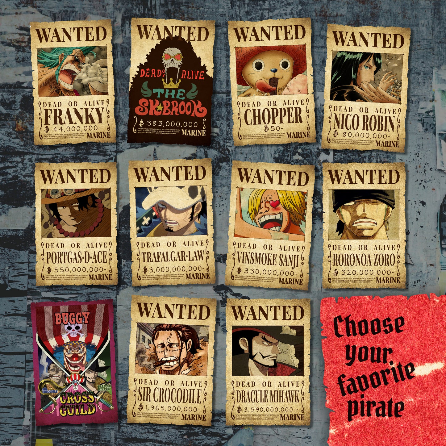 Anime One Piece Wanted Posters -  Fanart Canvas Piece